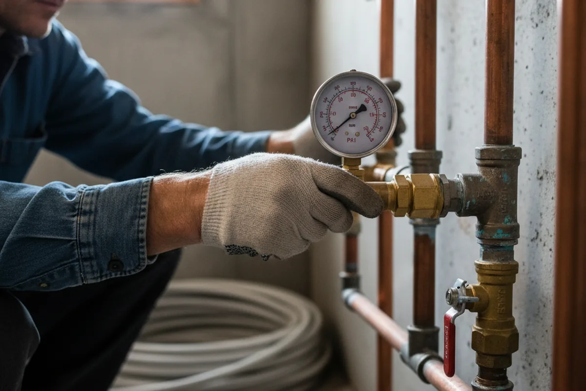 Pressure testing a repaired line during Water Line Repair in Sparrows Point